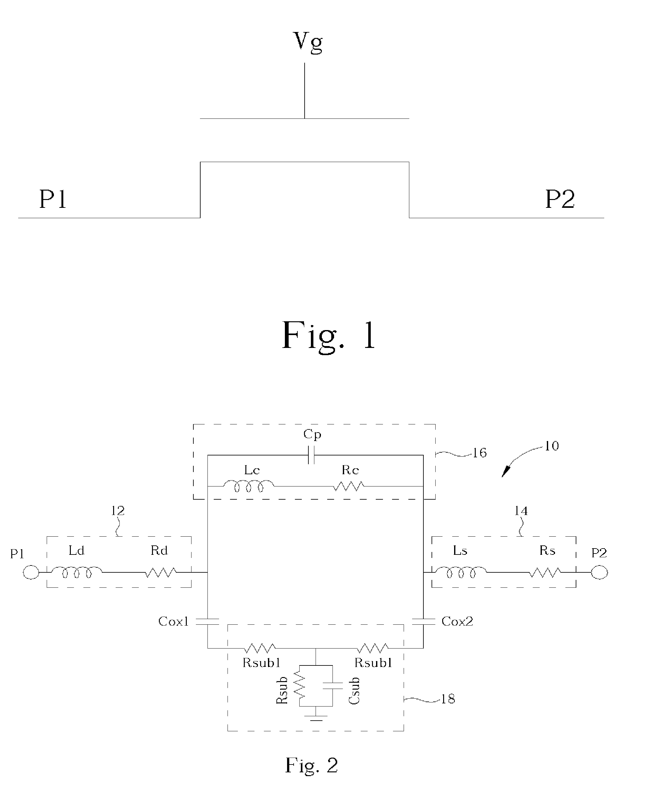 Equivalent circuits and simulation method for an RF switch