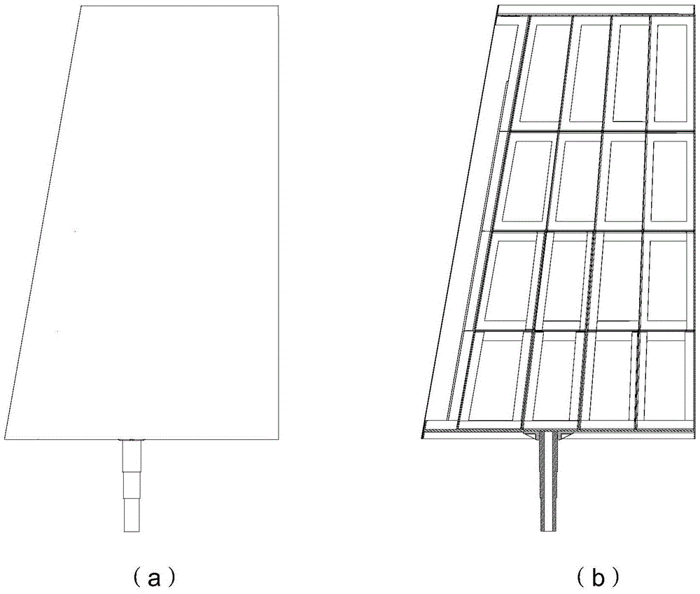 Composite material integrated control surface structure with progressive decrease in rigidity and processing method thereof