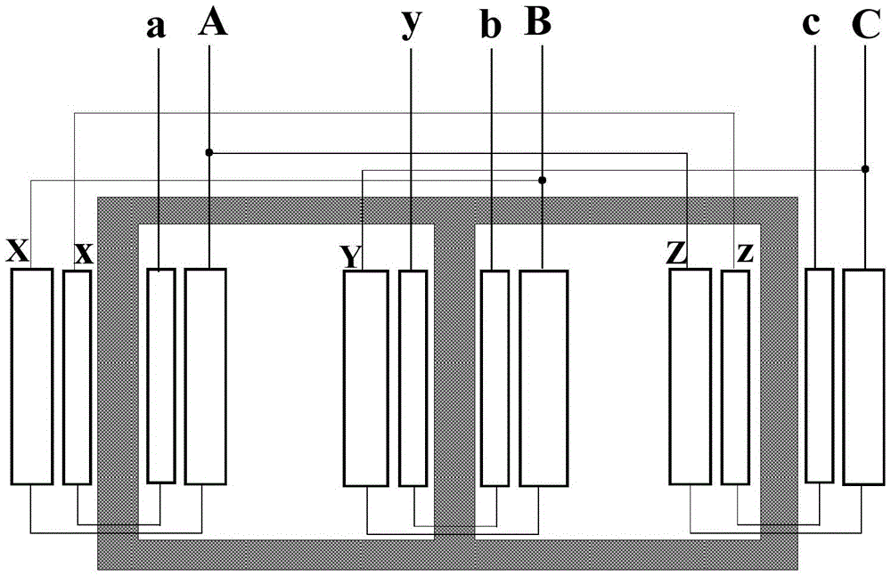 Marine three-phase-into-two-phase balancing transformer