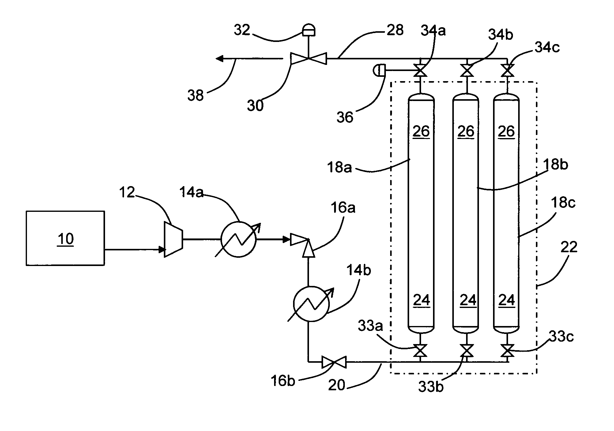 Apparatus and method for flowing compressed fluids into and out of containment