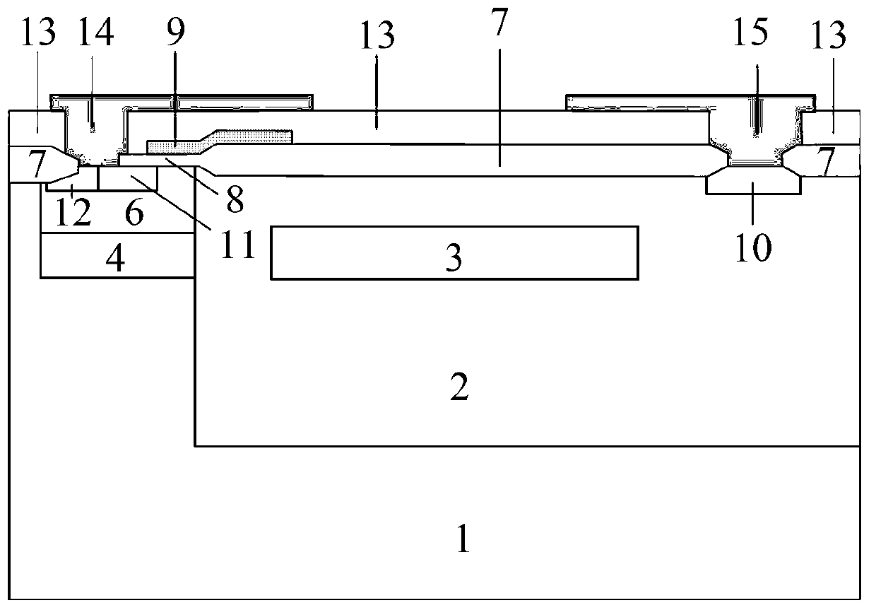 Transverse high-voltage power device with ultralow specific on-conduction resistance and manufacturing method of transverse high-voltage power device