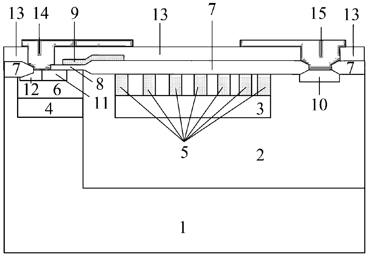 Transverse high-voltage power device with ultralow specific on-conduction resistance and manufacturing method of transverse high-voltage power device