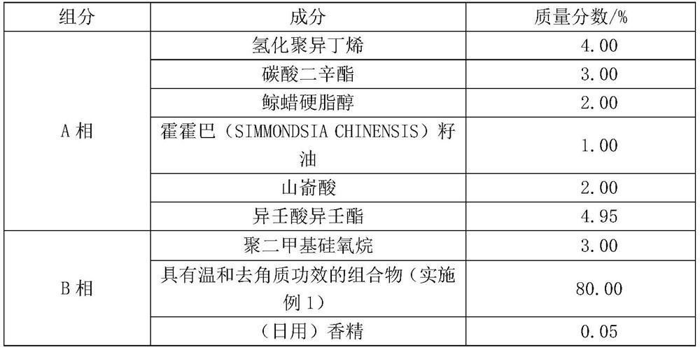 Composition with mild exfoliating effect as well as preparation method and application thereof