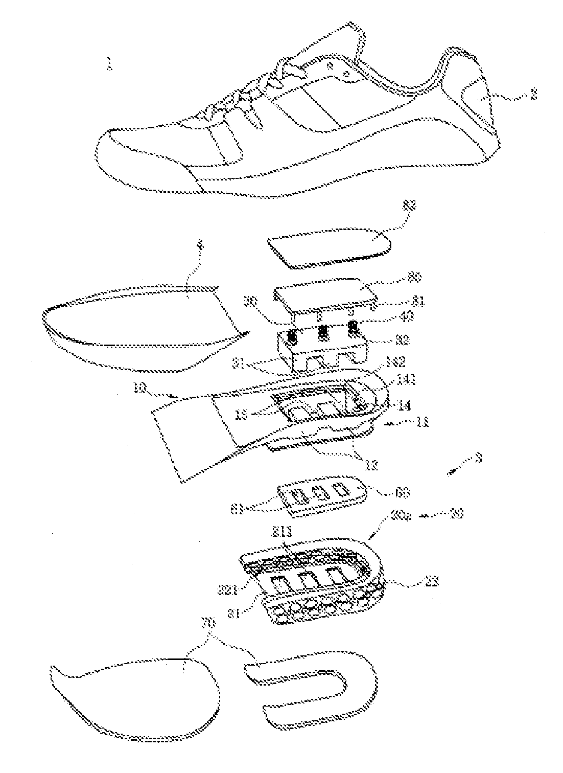 Dual impact absorbing shoe having easily replaceable heel