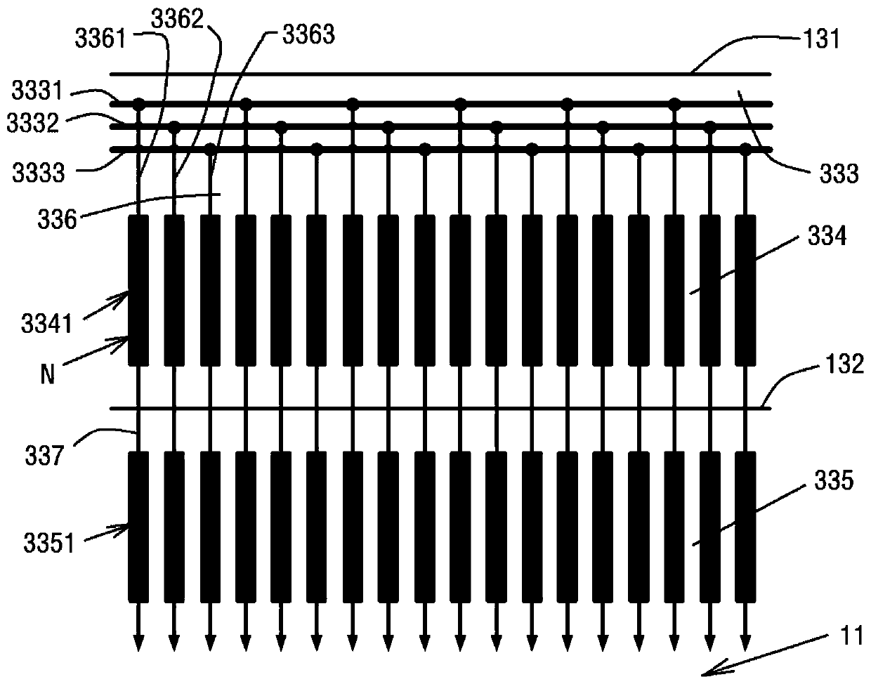 An outer pin pressing area of ​​a panel