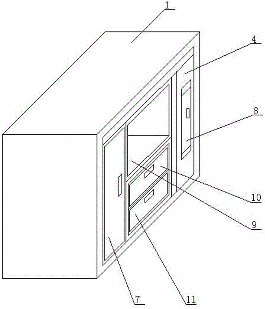 Dining table provided with pulling-type cupboard