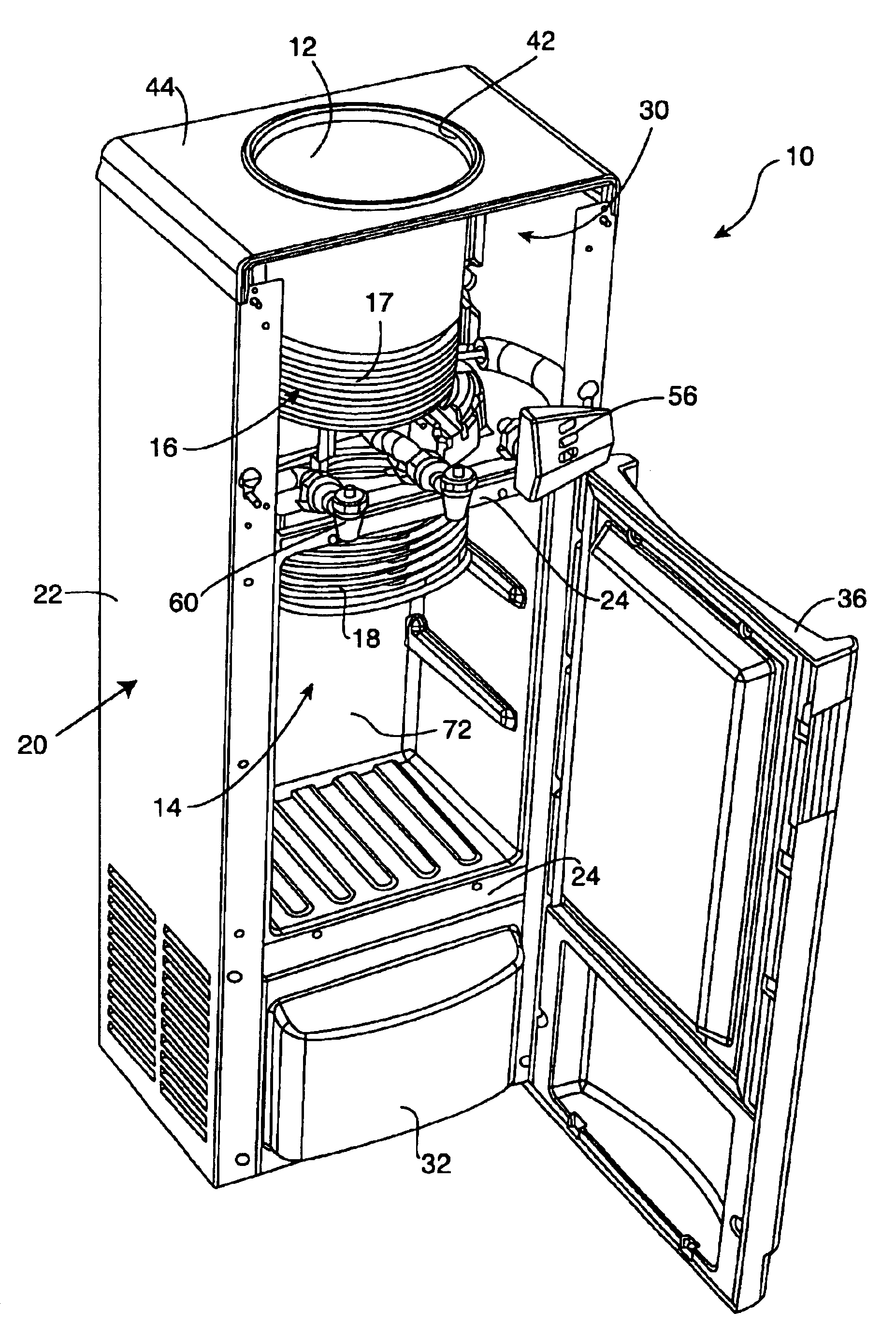 Combined water cooler and refrigerator unit