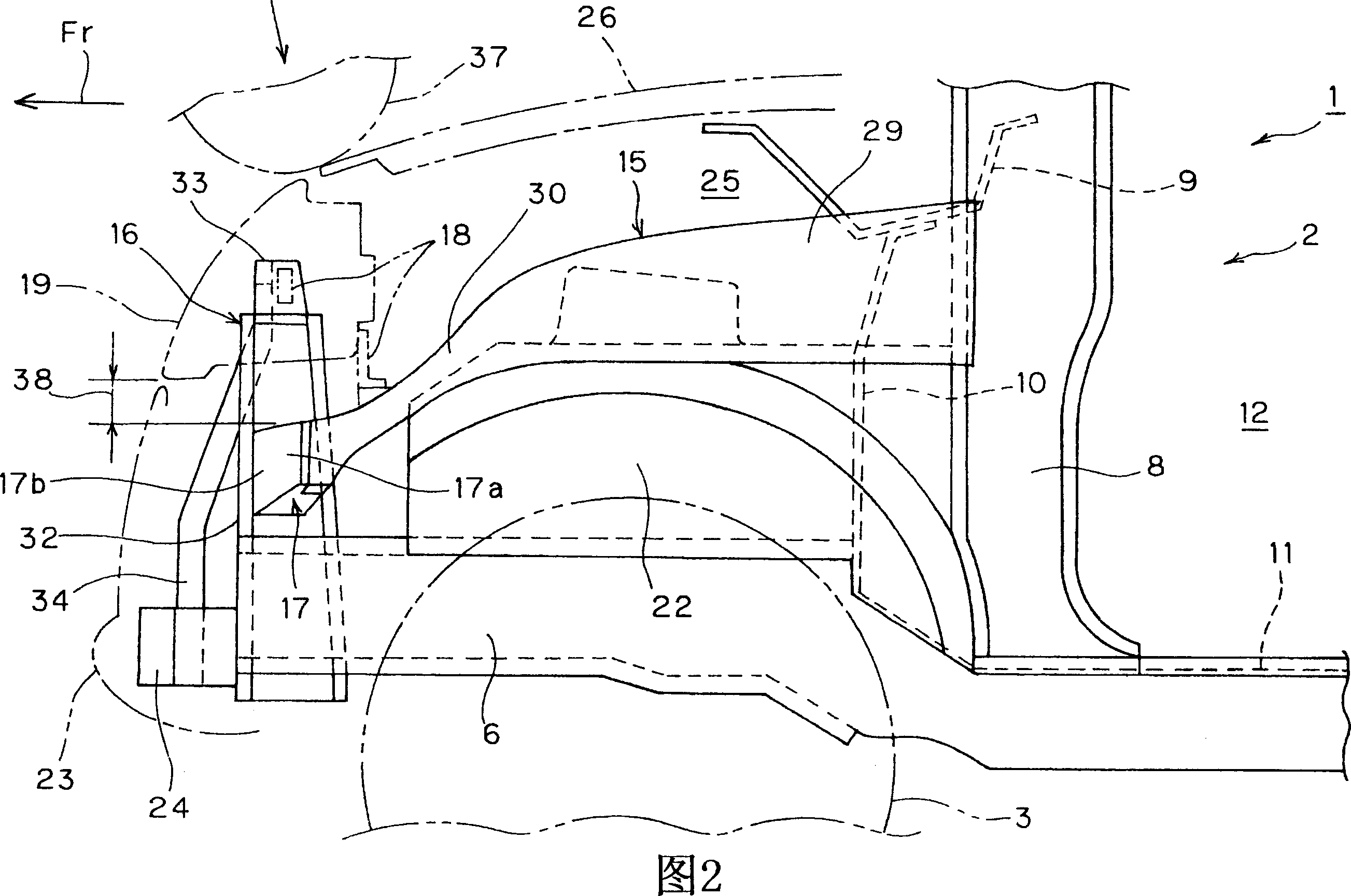 Front part structure of motor vehicle