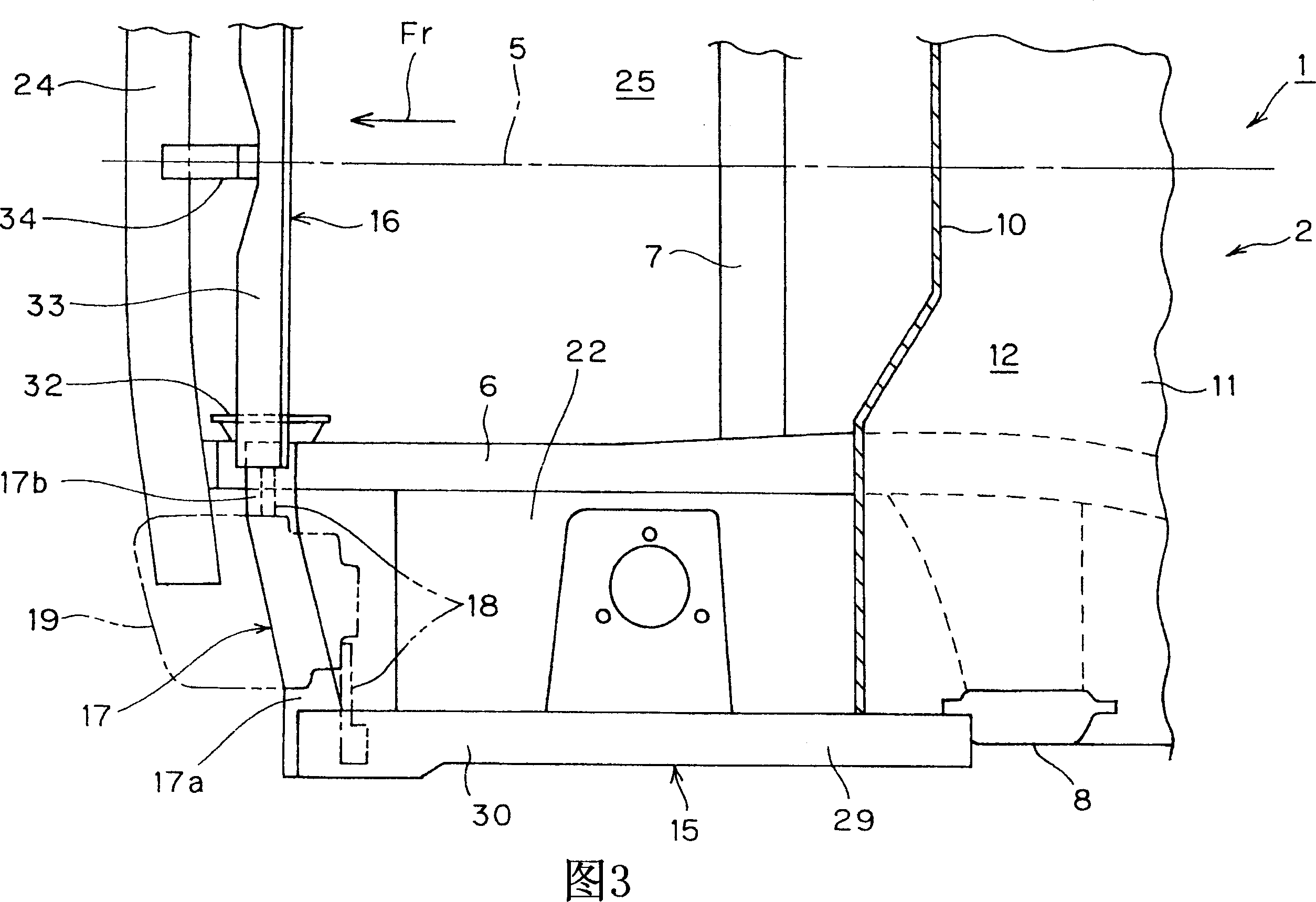 Front part structure of motor vehicle