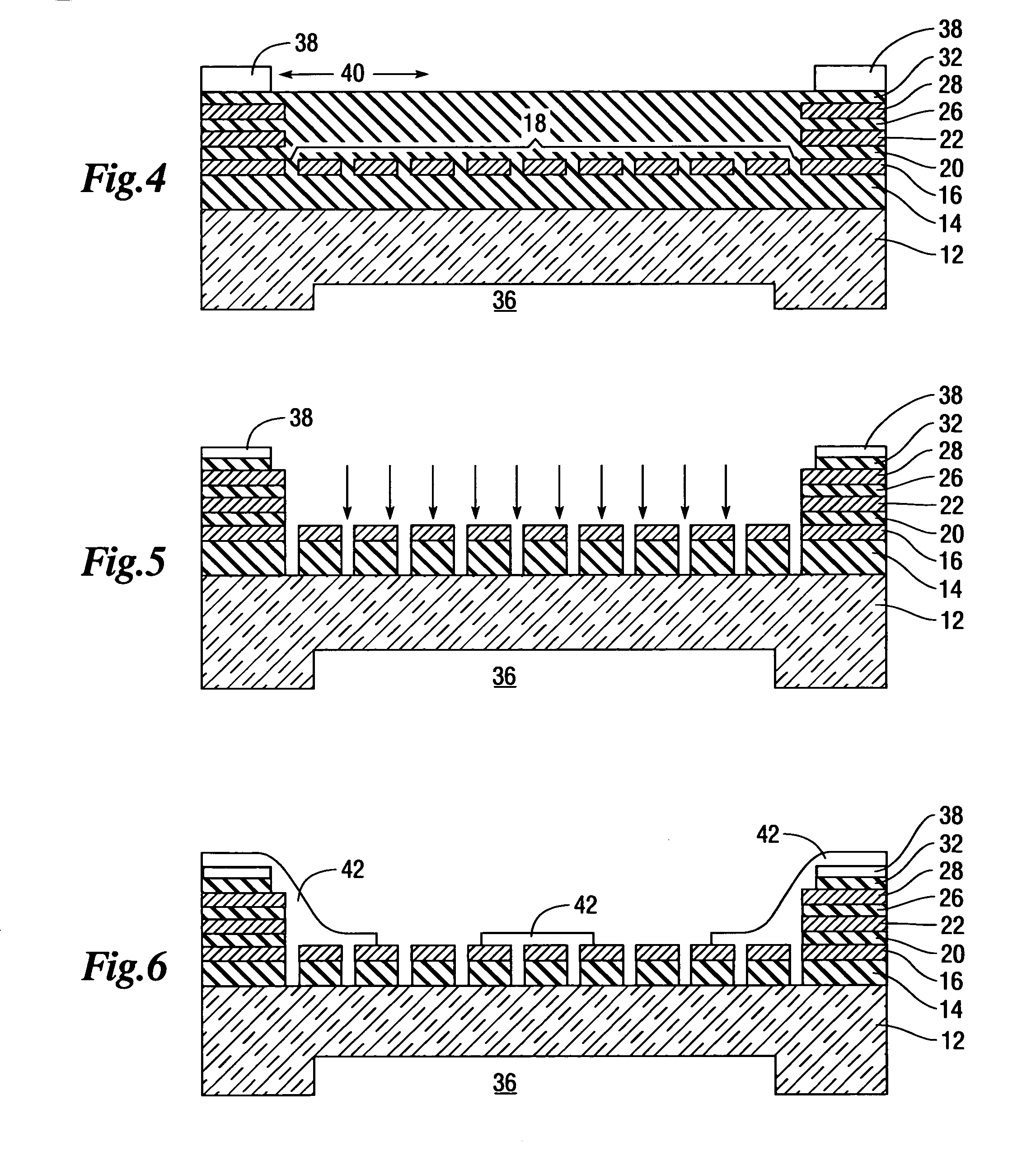 Process for forming and acoustically connecting structures on a substrate