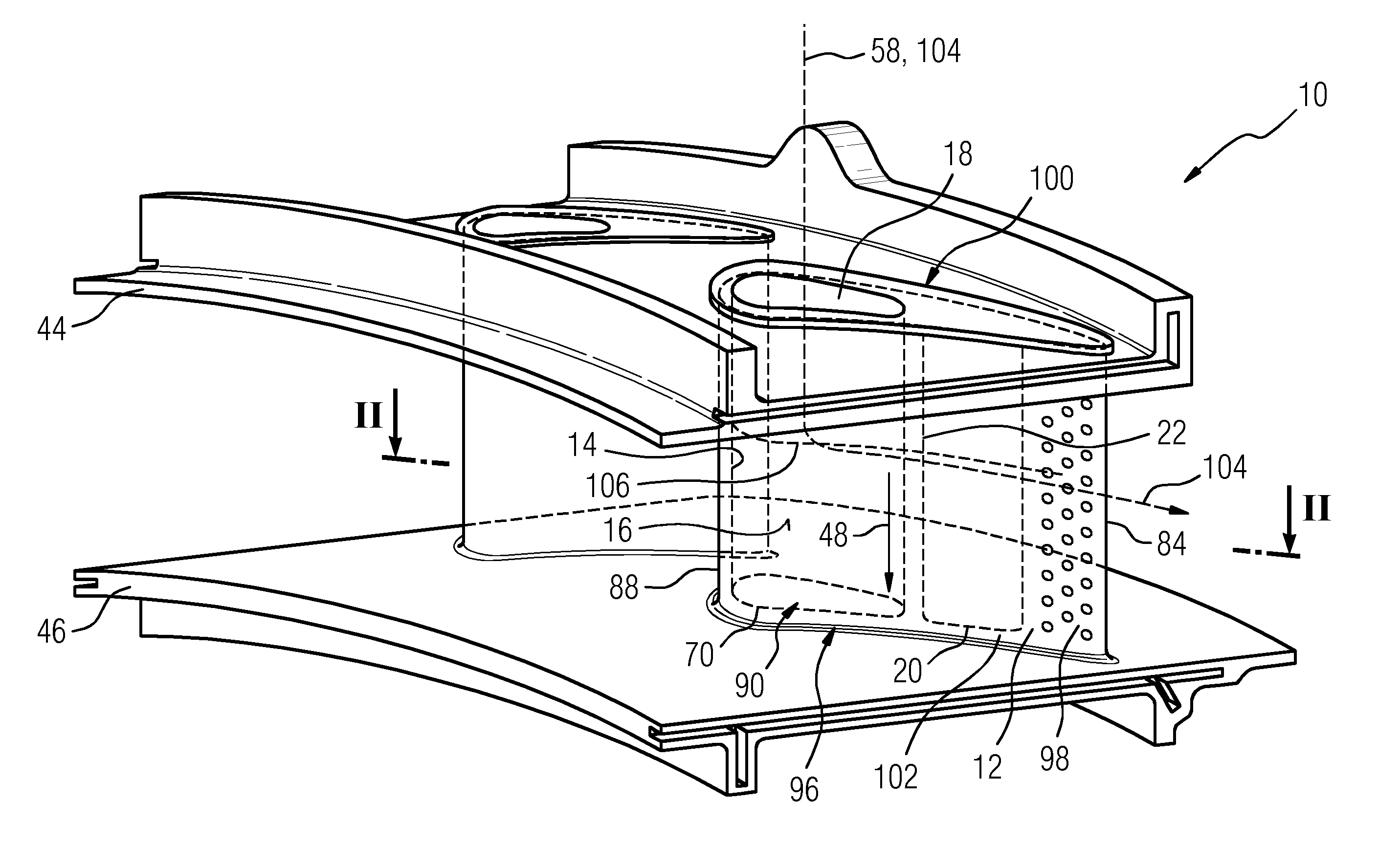 Impingement cooling of turbine blades or vanes