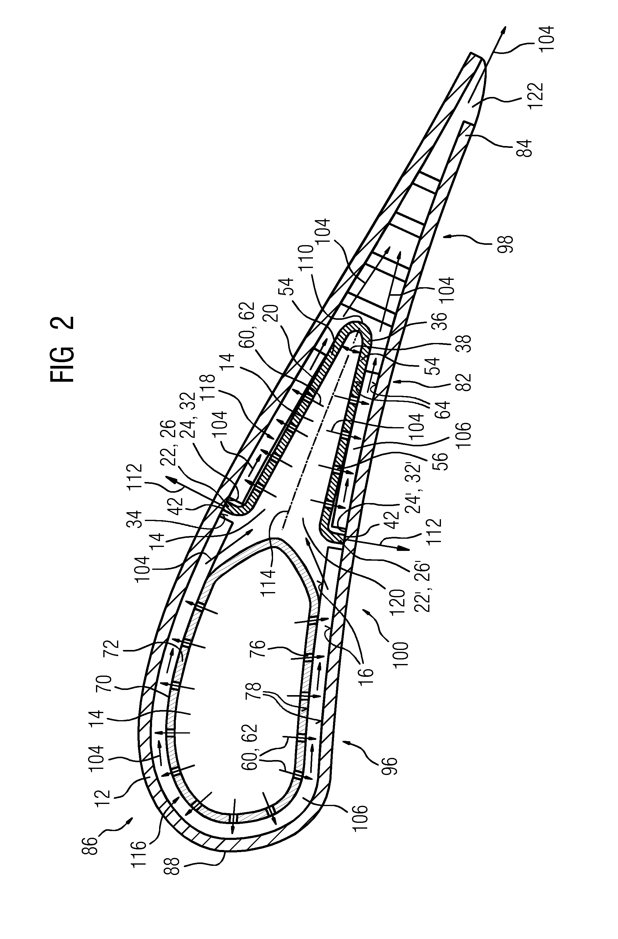 Impingement cooling of turbine blades or vanes