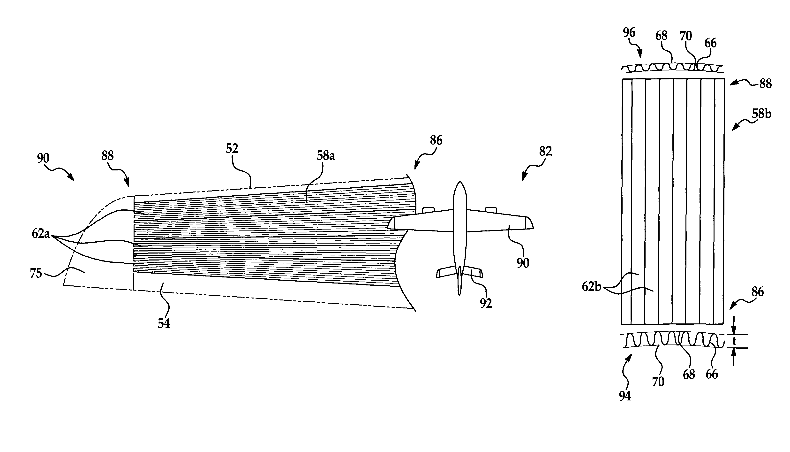 Aircraft wings having continuously tailored structural strength