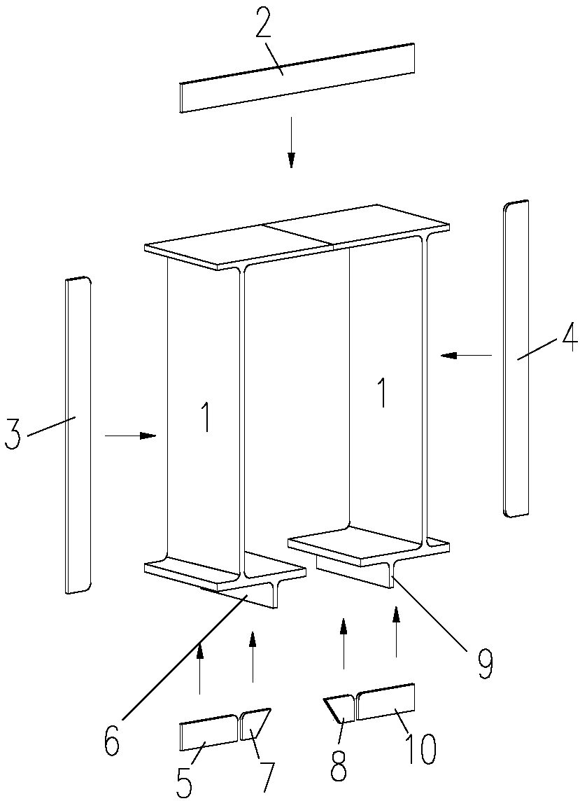 Combined suspended monorail traffic track beam and its processing technology