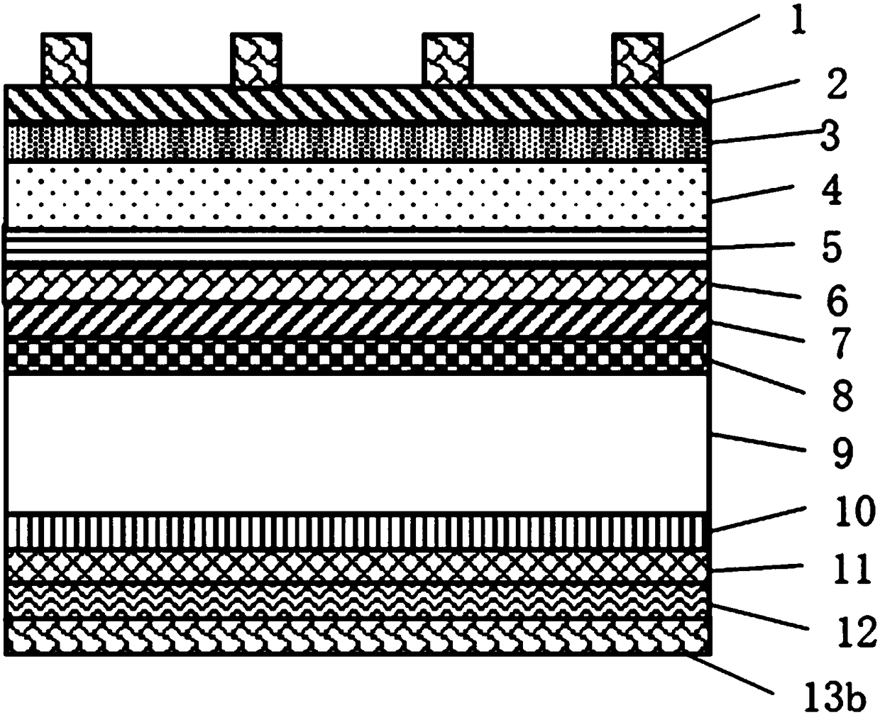 Perovskite/silicon heterojunction stacked solar cell structure and manufacturing method thereof