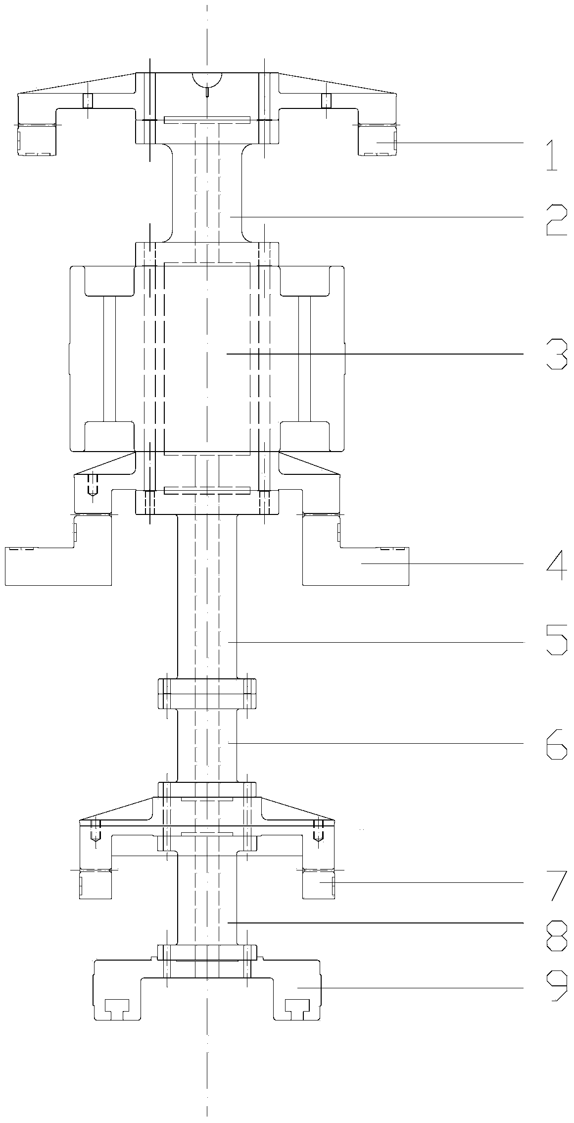 Bearing simulation test bed for vertical shaft type pumping and storing hydropower unit