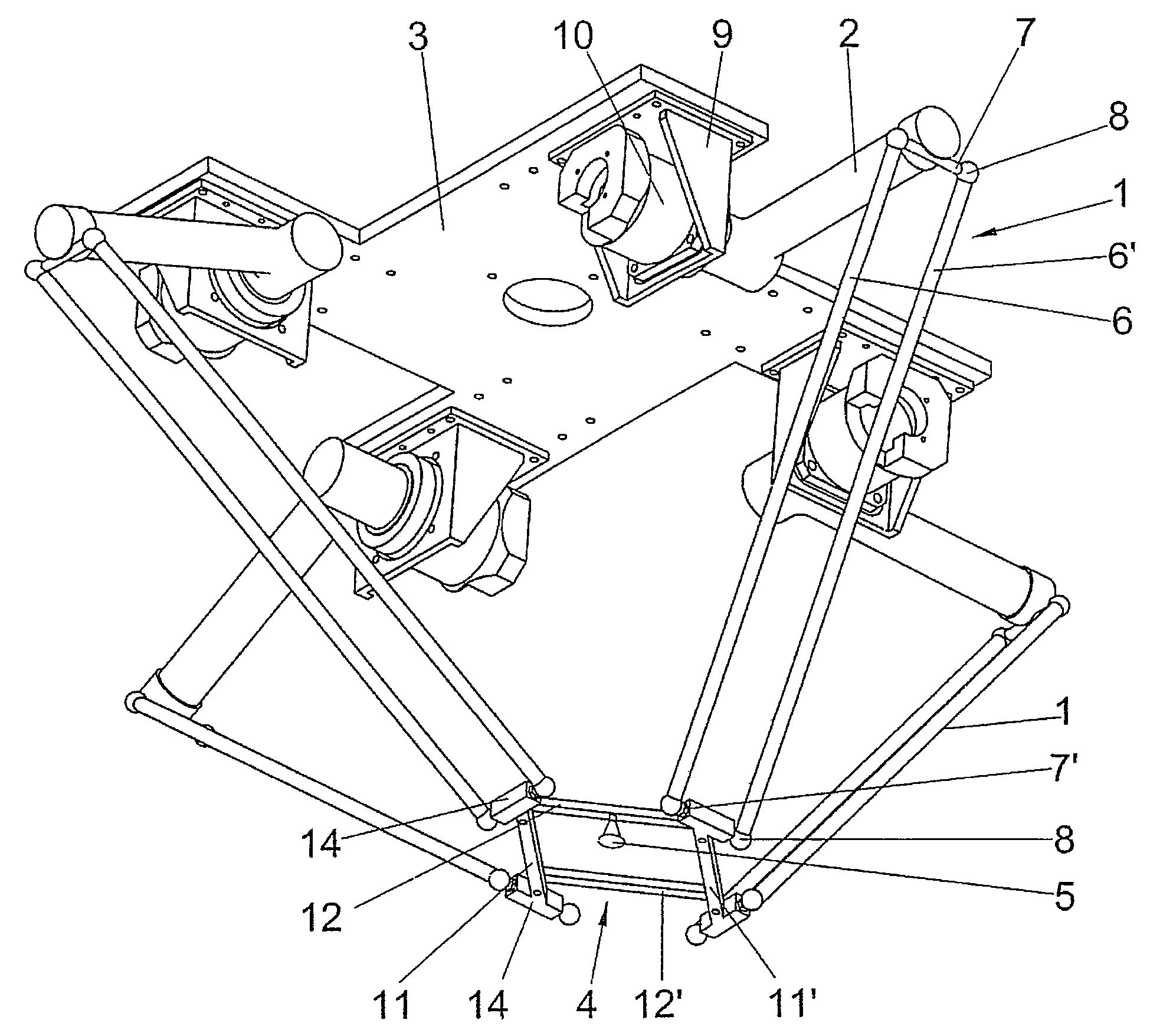 High-speed parallel robot with four degrees of freedom