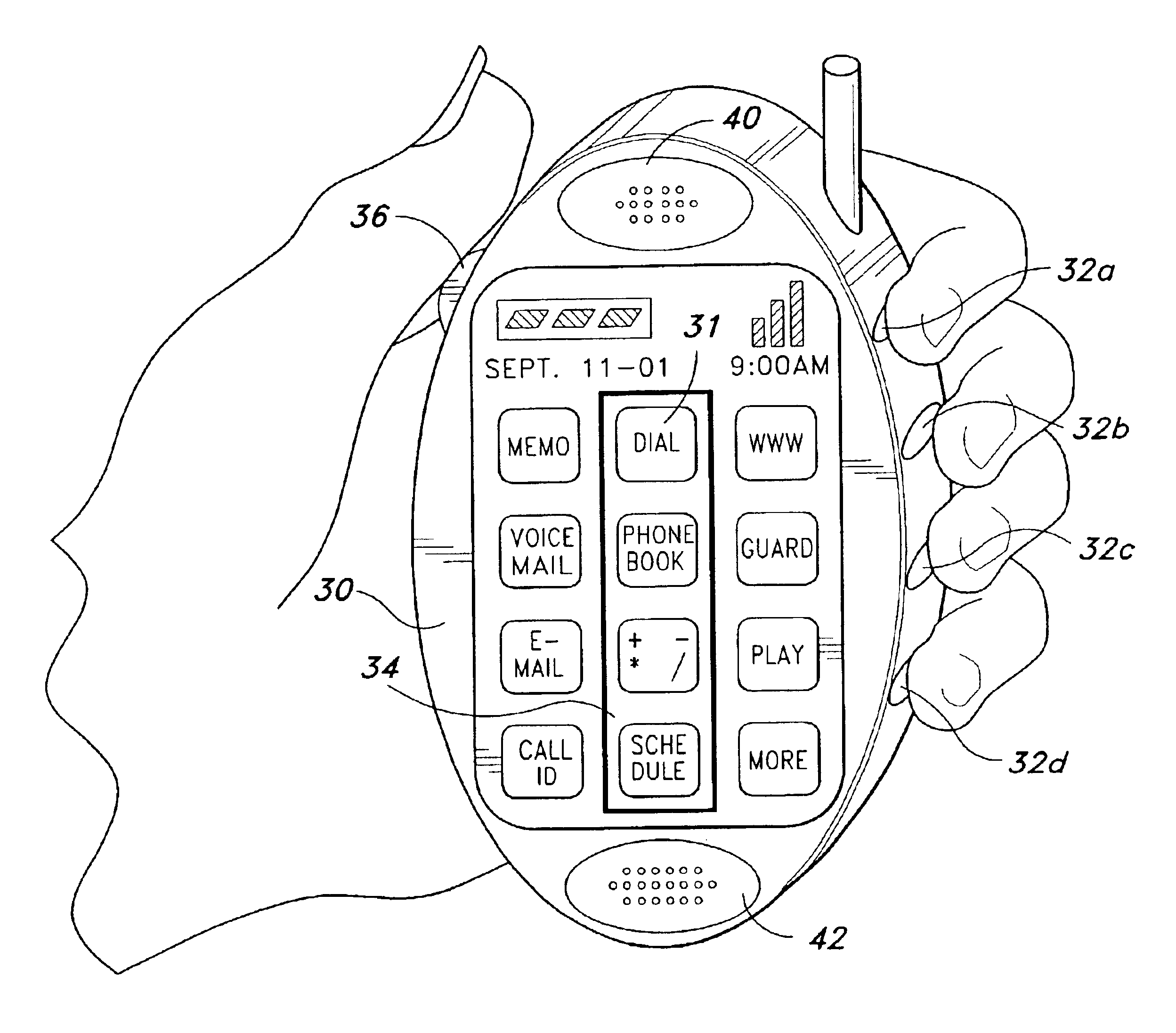 Active keyboard for handheld electronic gadgets