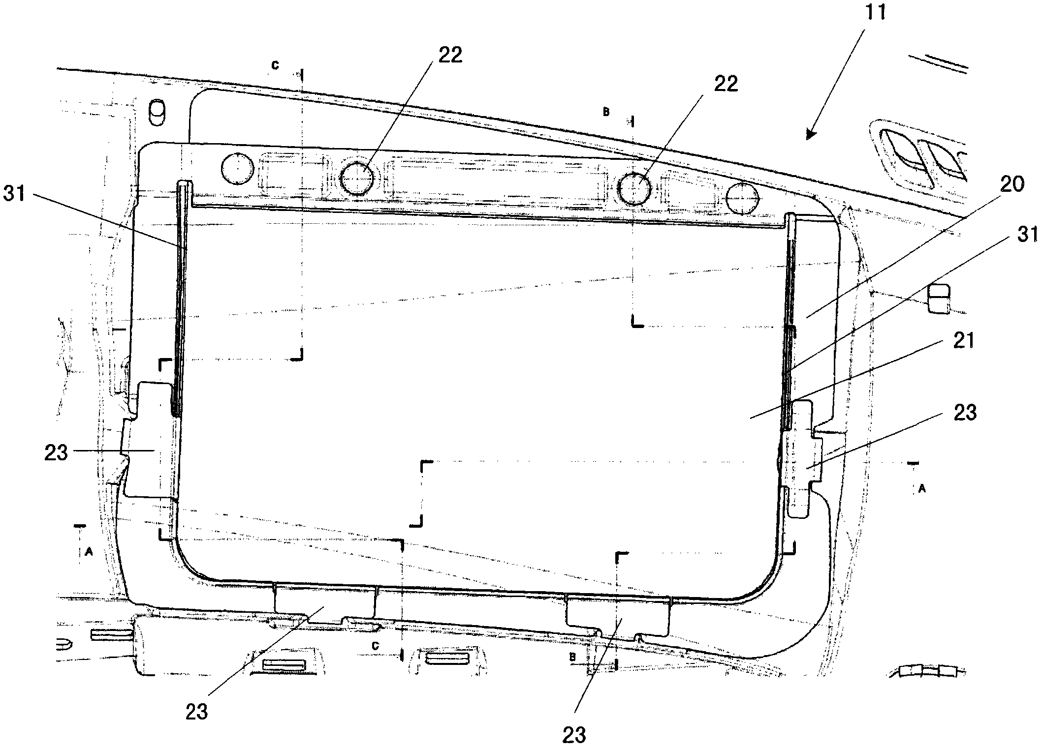 Vehicle instrument board assembly for mounting airbag assembly