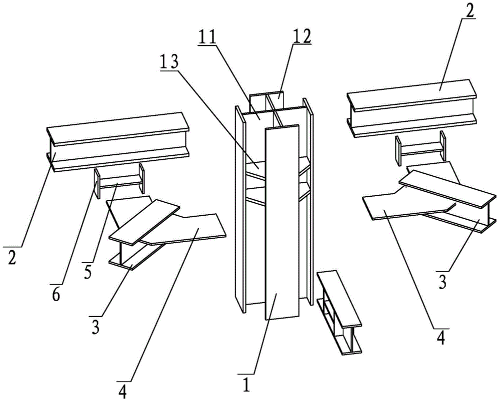 Connecting joint non-orthogonal to cross column and construction method