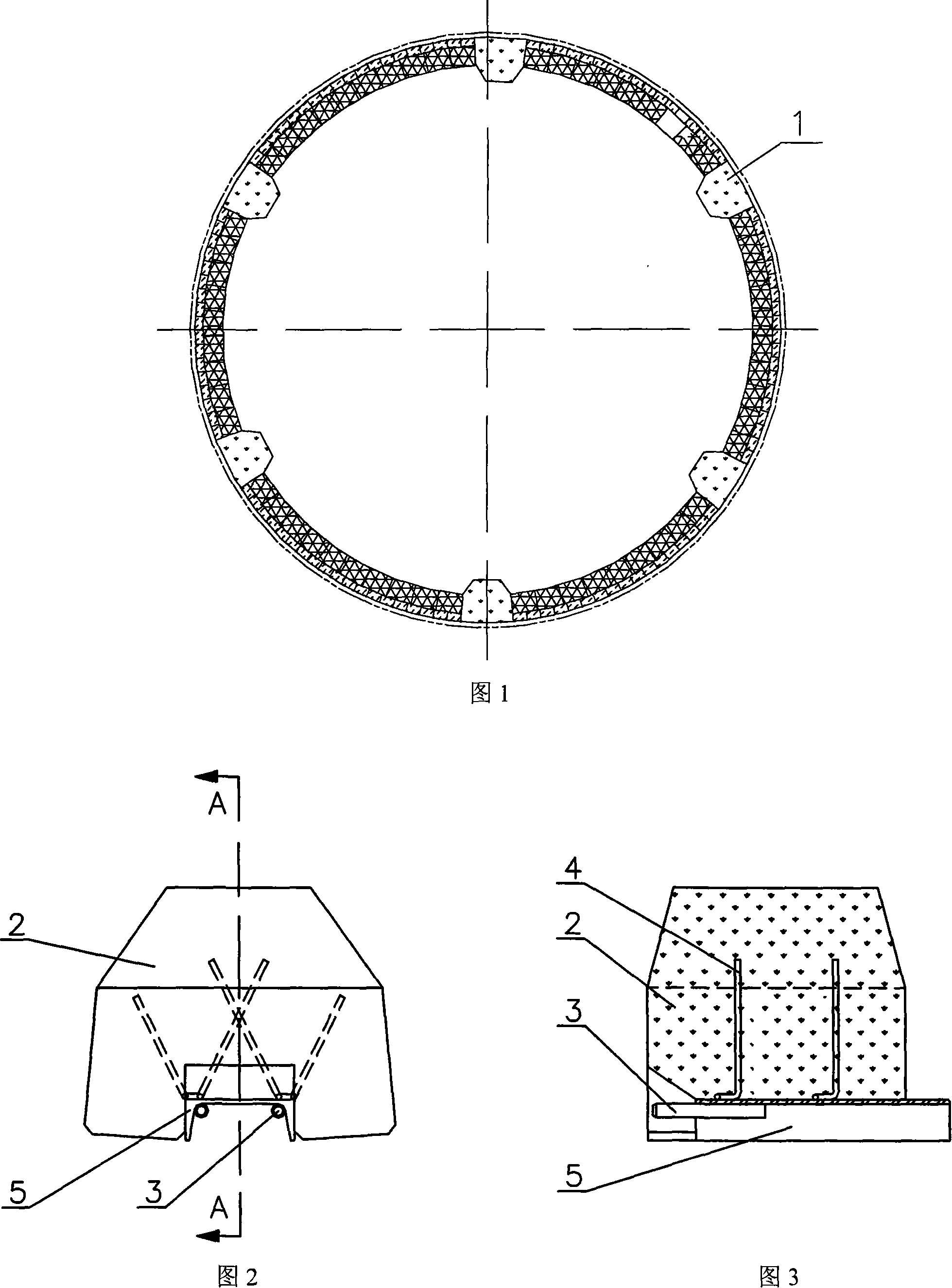 Rotary kiln inside lining refractory materials injecting brick with novel structure