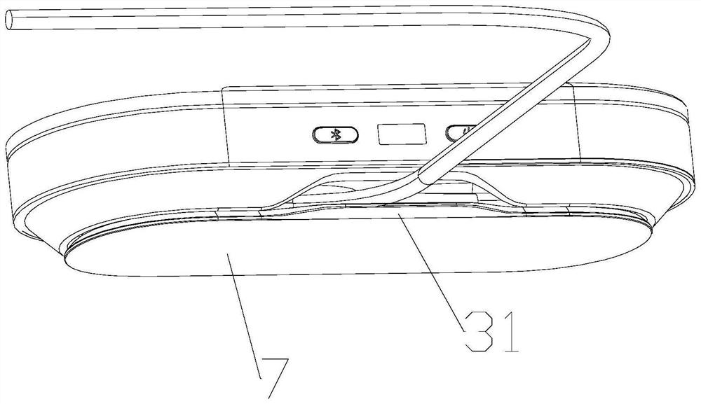 Line body storage structure and projection screen device
