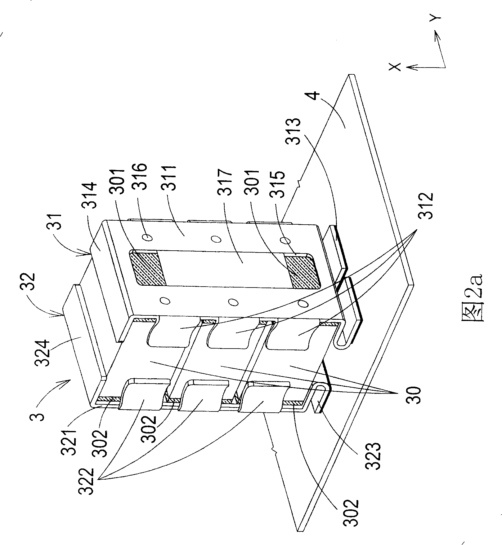 Stacking electronic component and its clamping component