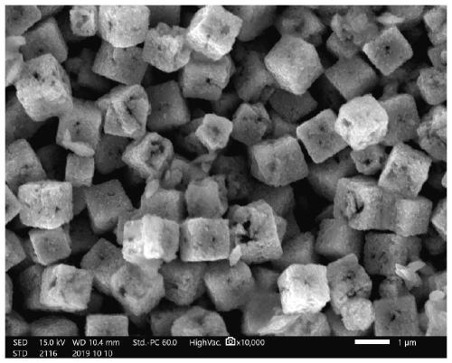 Hollow porous cuprous oxide-copper oxide-ferric oxide cubic lithium ion battery anode and one-step preparation method thereof