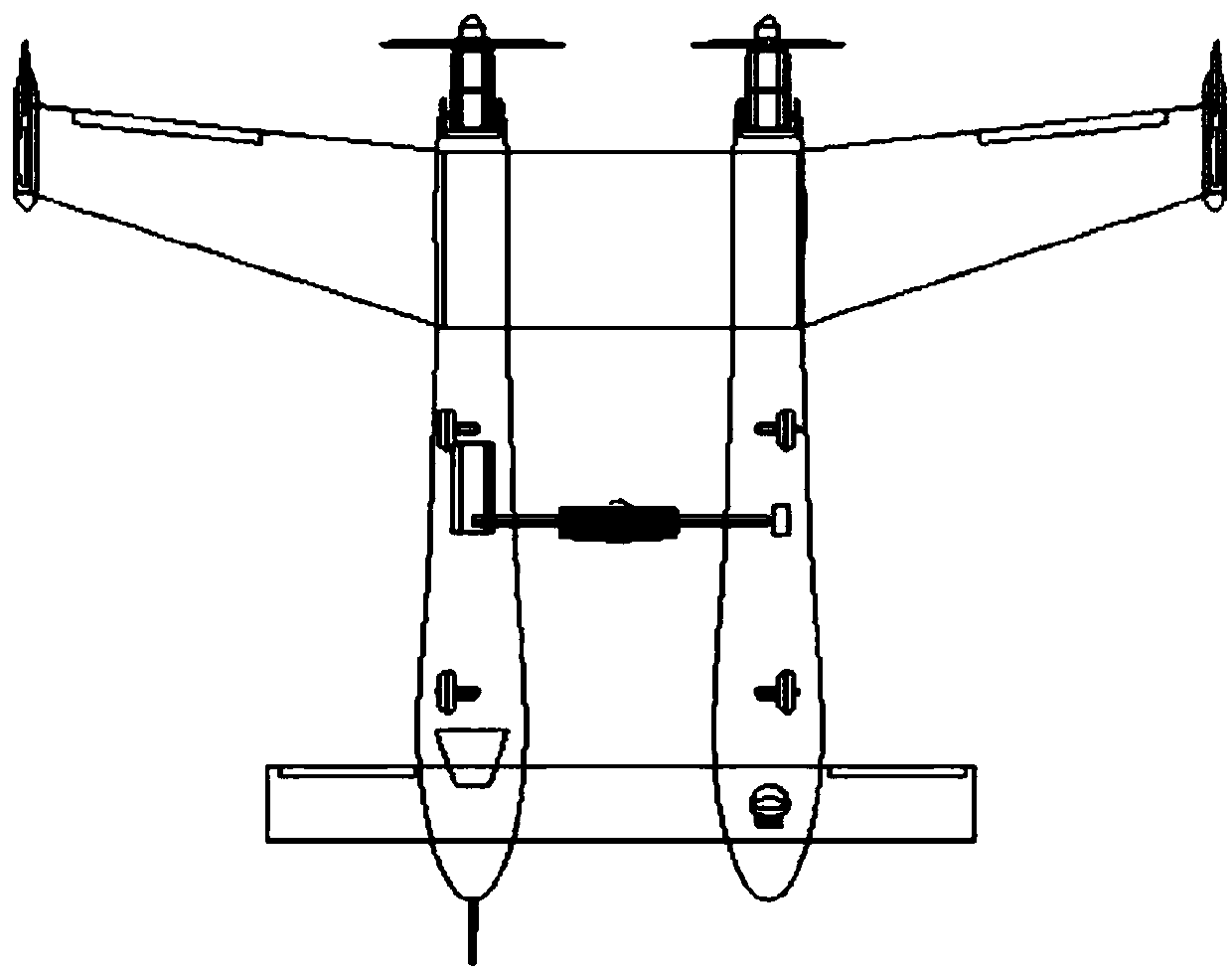 Turnable multi-rotor wing double-body duck type arranged unmanned aerial vehicle