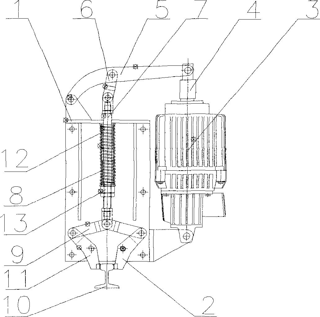 Electric rail clamping device of throw-off carriage