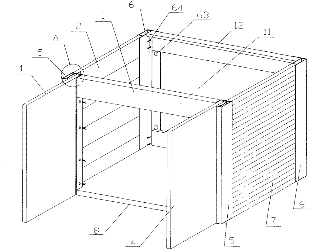 Bathroom cabinet with concealed door hinge