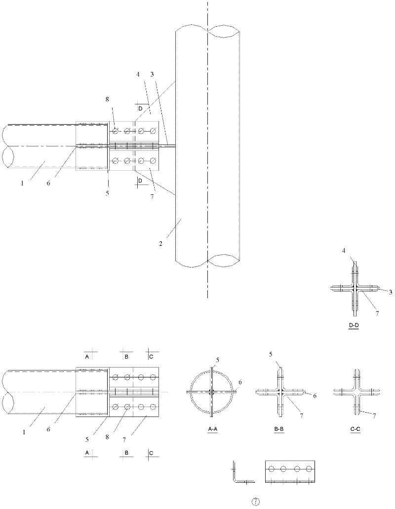 Plug-in connection components and steel pipe towers for transmission lines