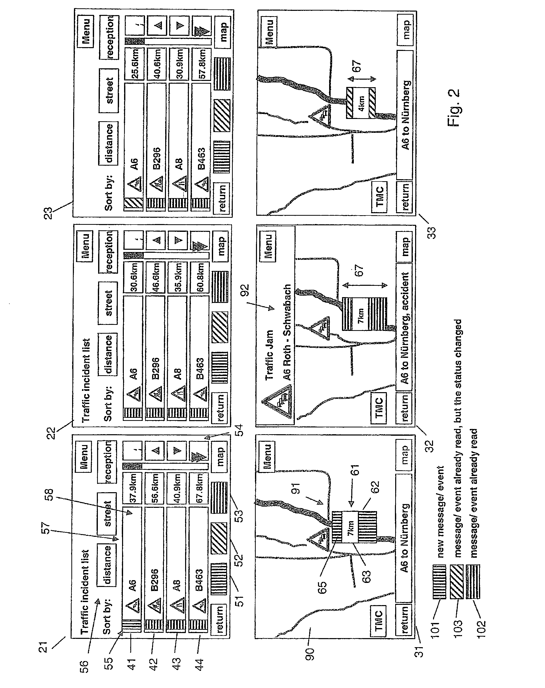 Traffic information display system and method of displaying traffic information on a display device