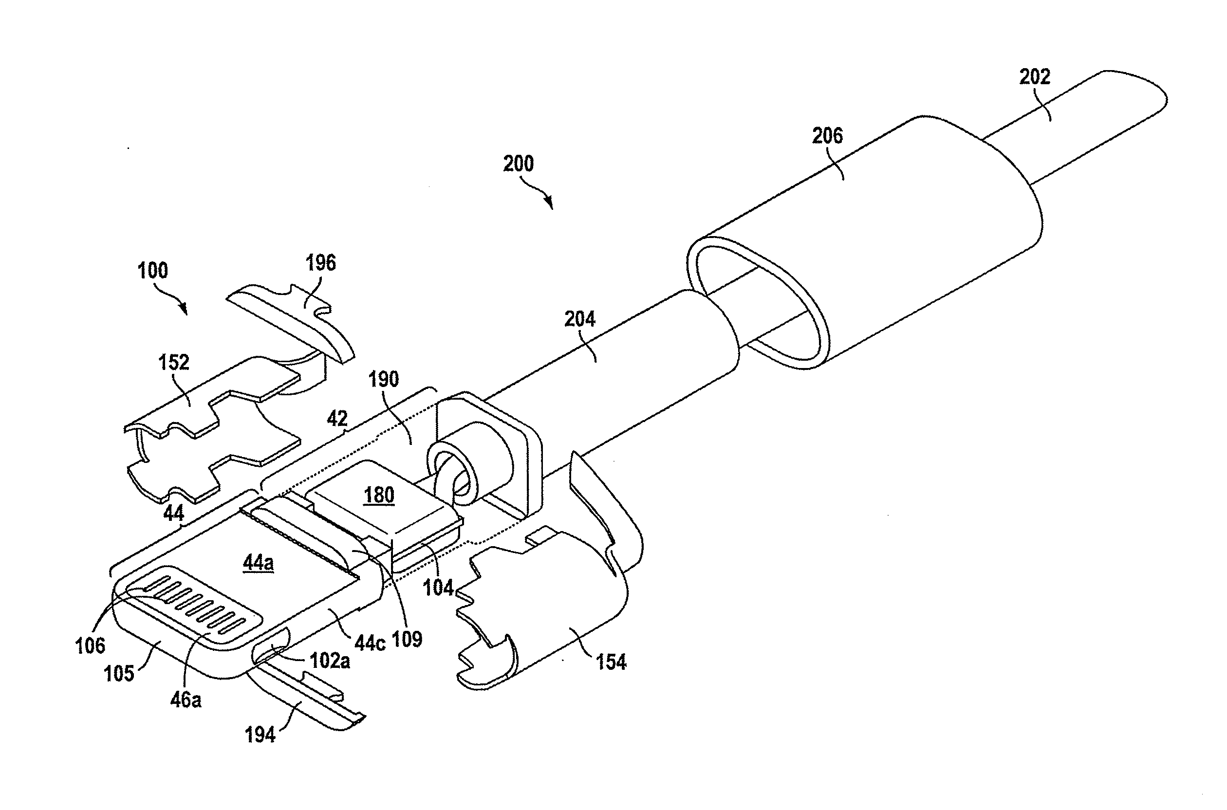 Assembly of a cable