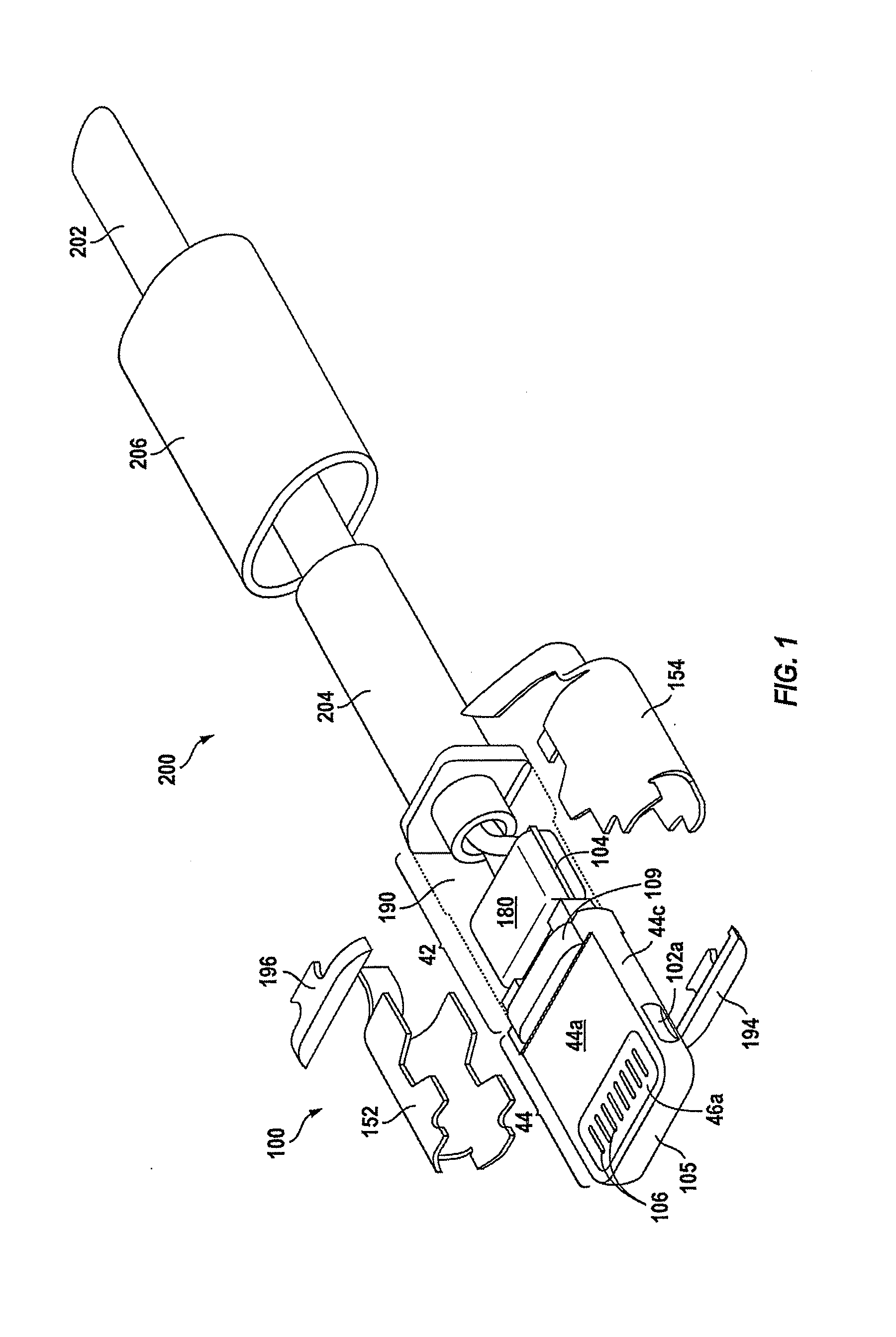 Assembly of a cable