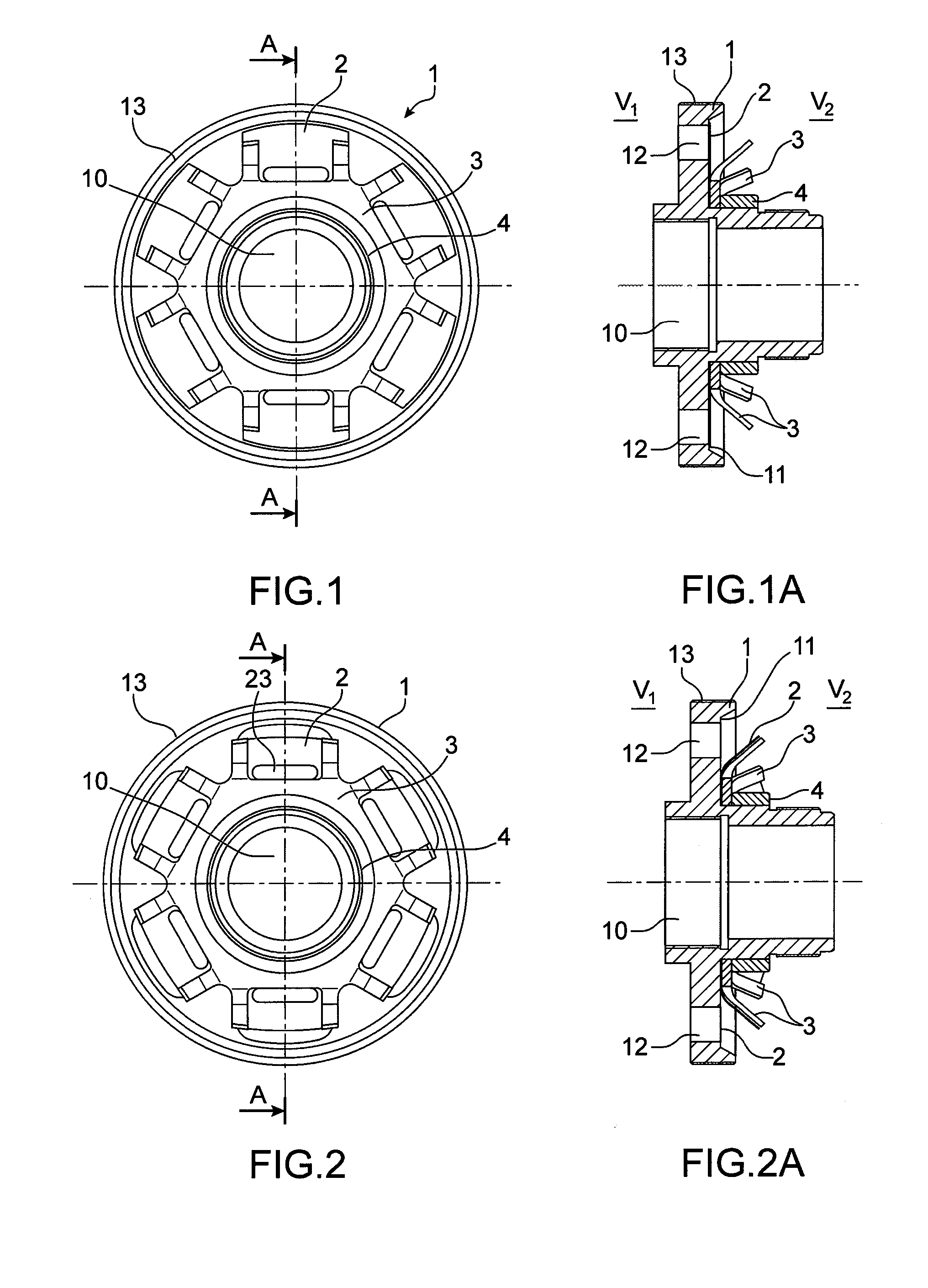 Relief valve for discharging a dielectric gas between two volumes of a high-voltage or medium-voltage interrupting chamber