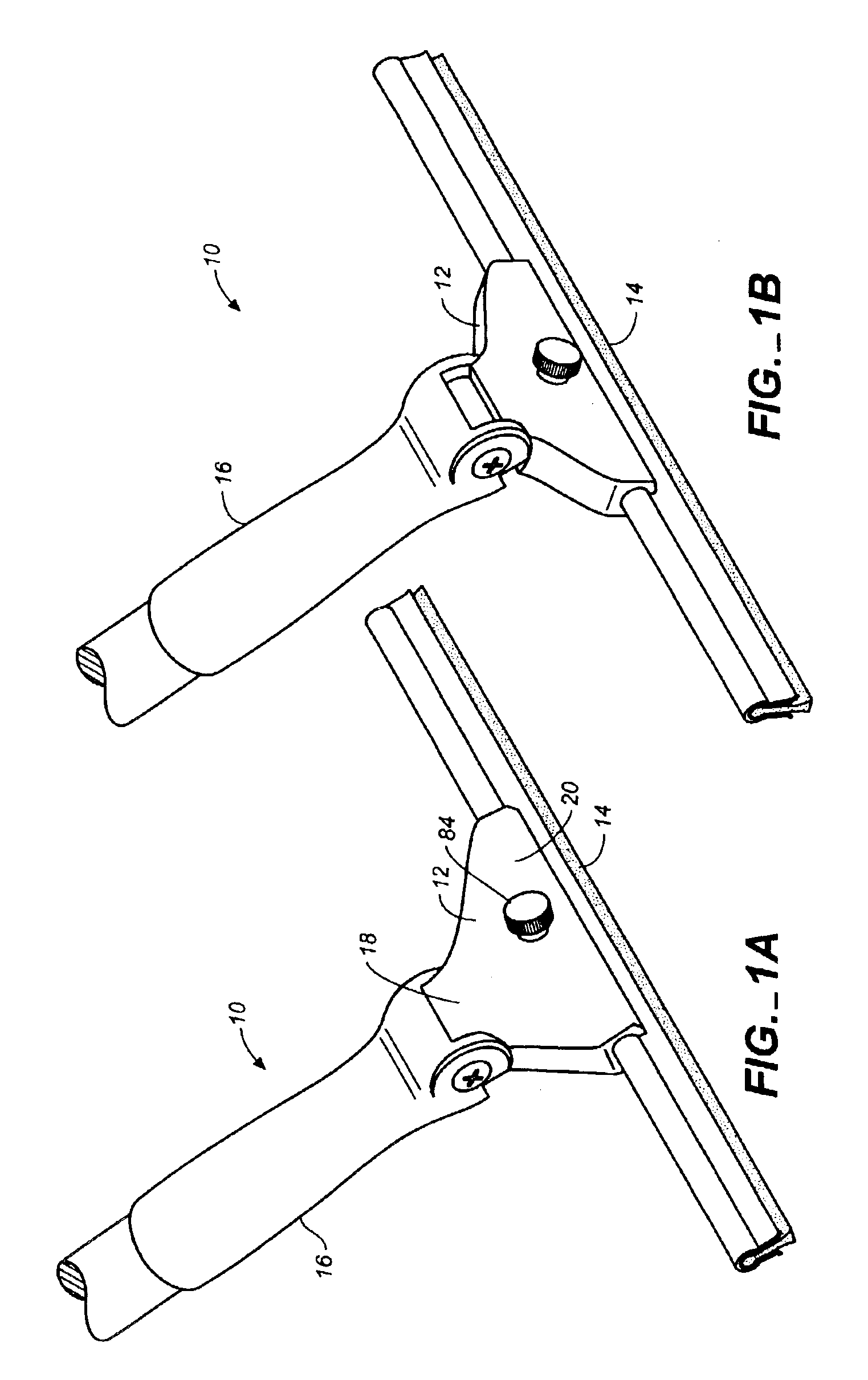 Spring-biased pivoting squeegee