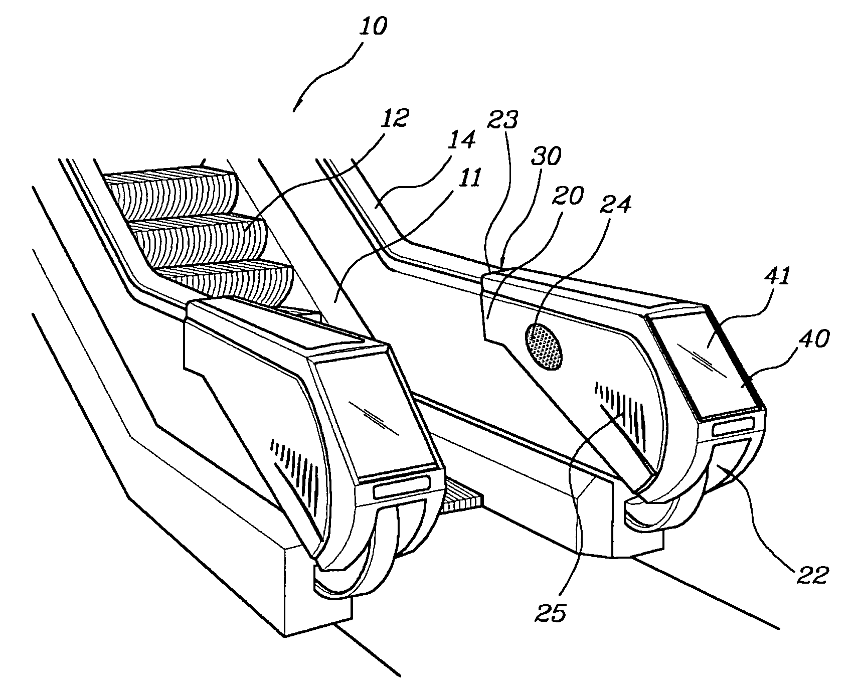 Guard device for escalator handrail