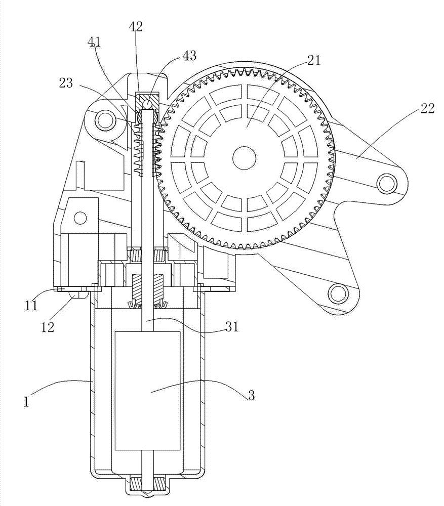 Motor and play detection device of output shaft thereof