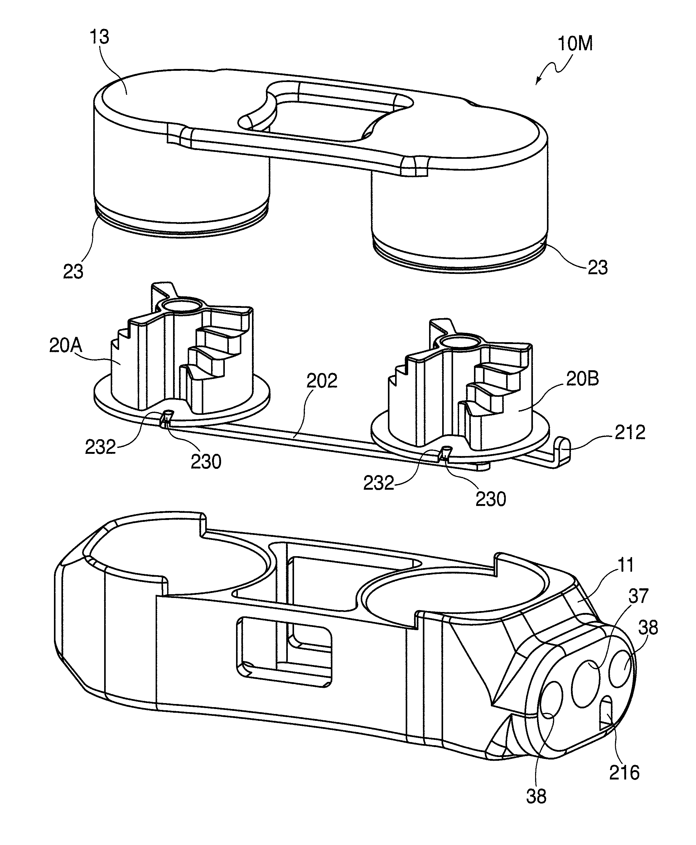 Adjustable distraction cage with linked locking mechanisms