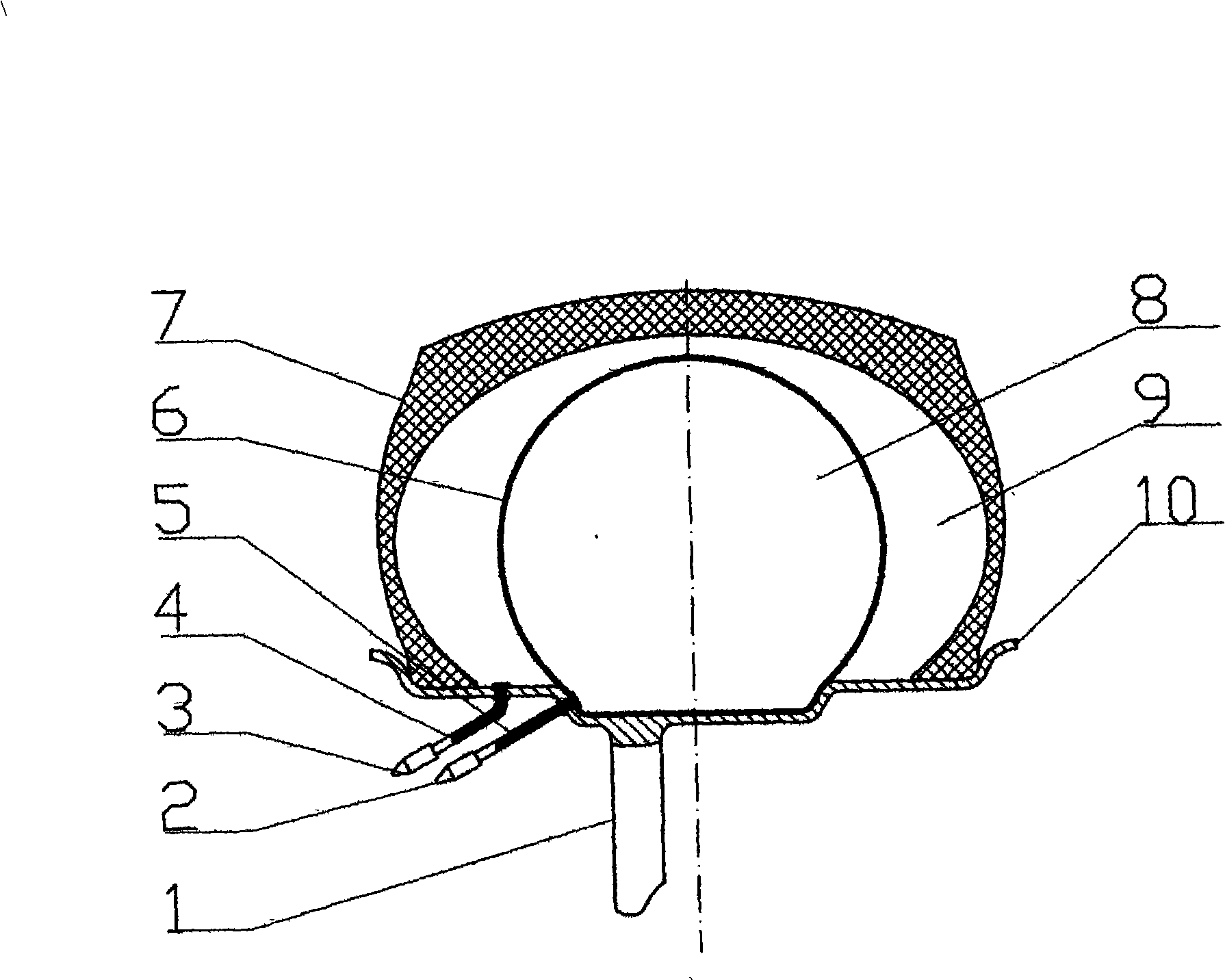 Tire burst no-toppling double air cell built-up wheel