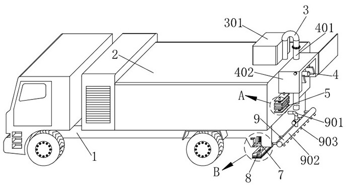 Road pollution cleaning vehicle with good cleaning effect for street cleaning