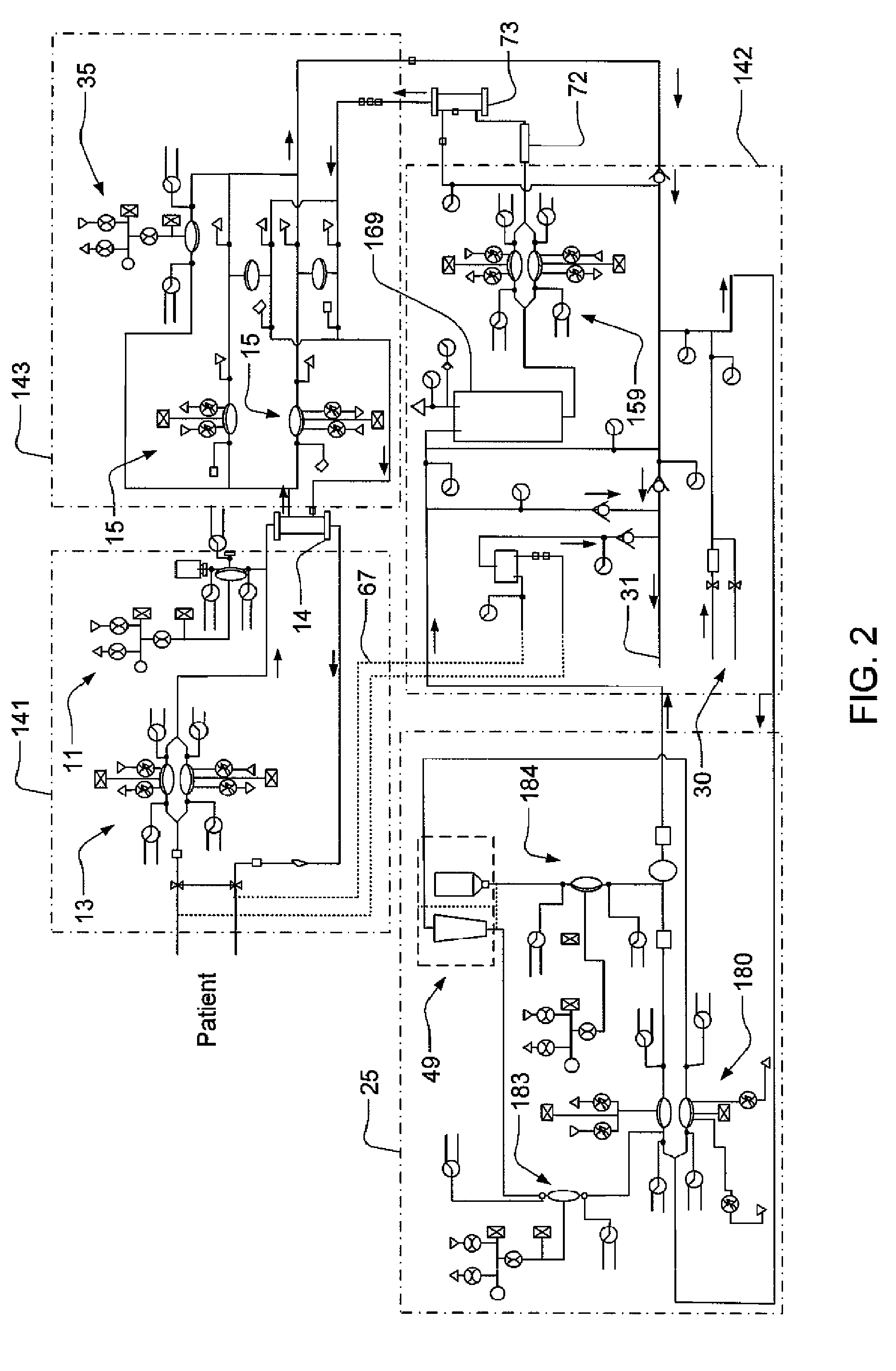 Dialyzer cartridge mounting arrangement for a hemodialysis system