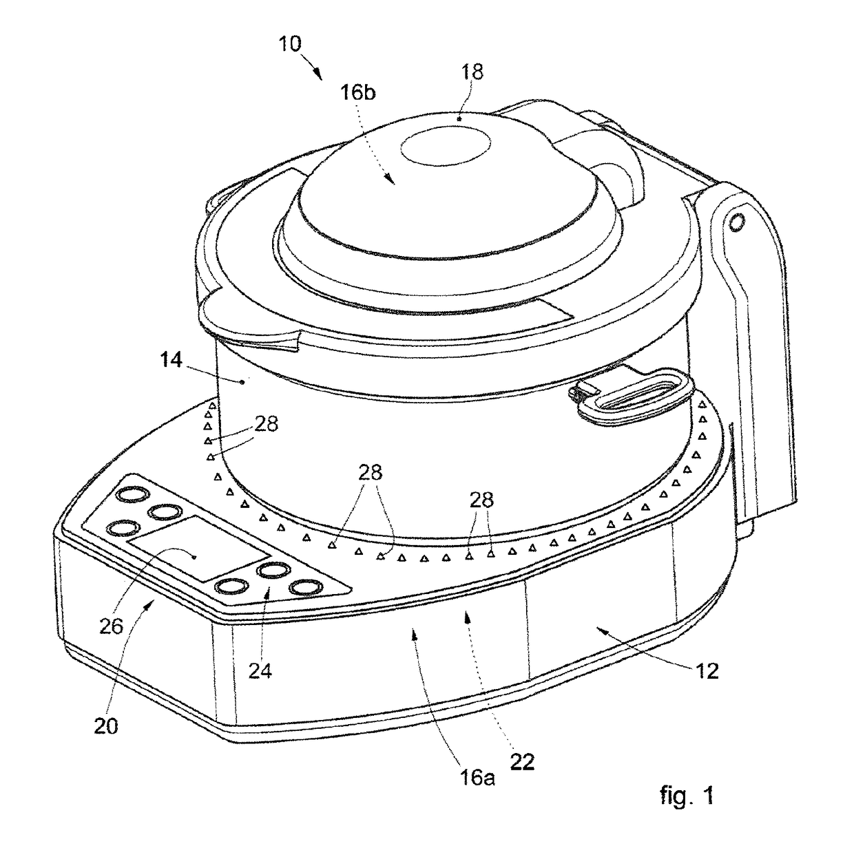 Apparatus for cooking food and corresponding cooking method