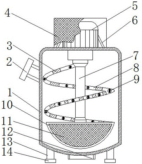 Device for mixing and stirring cleaning agent and capable of uniformly dosing