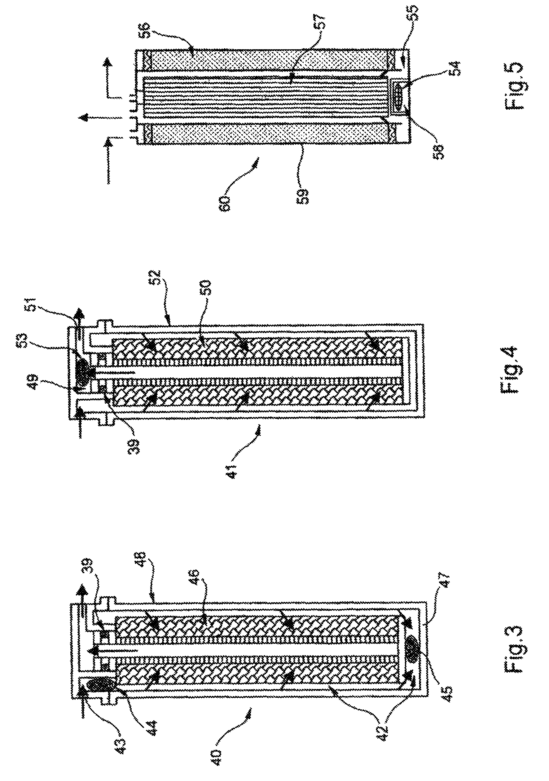 Module for purifying a fluid containing a cleaning agent, and methods of fabricating and using this kind of module