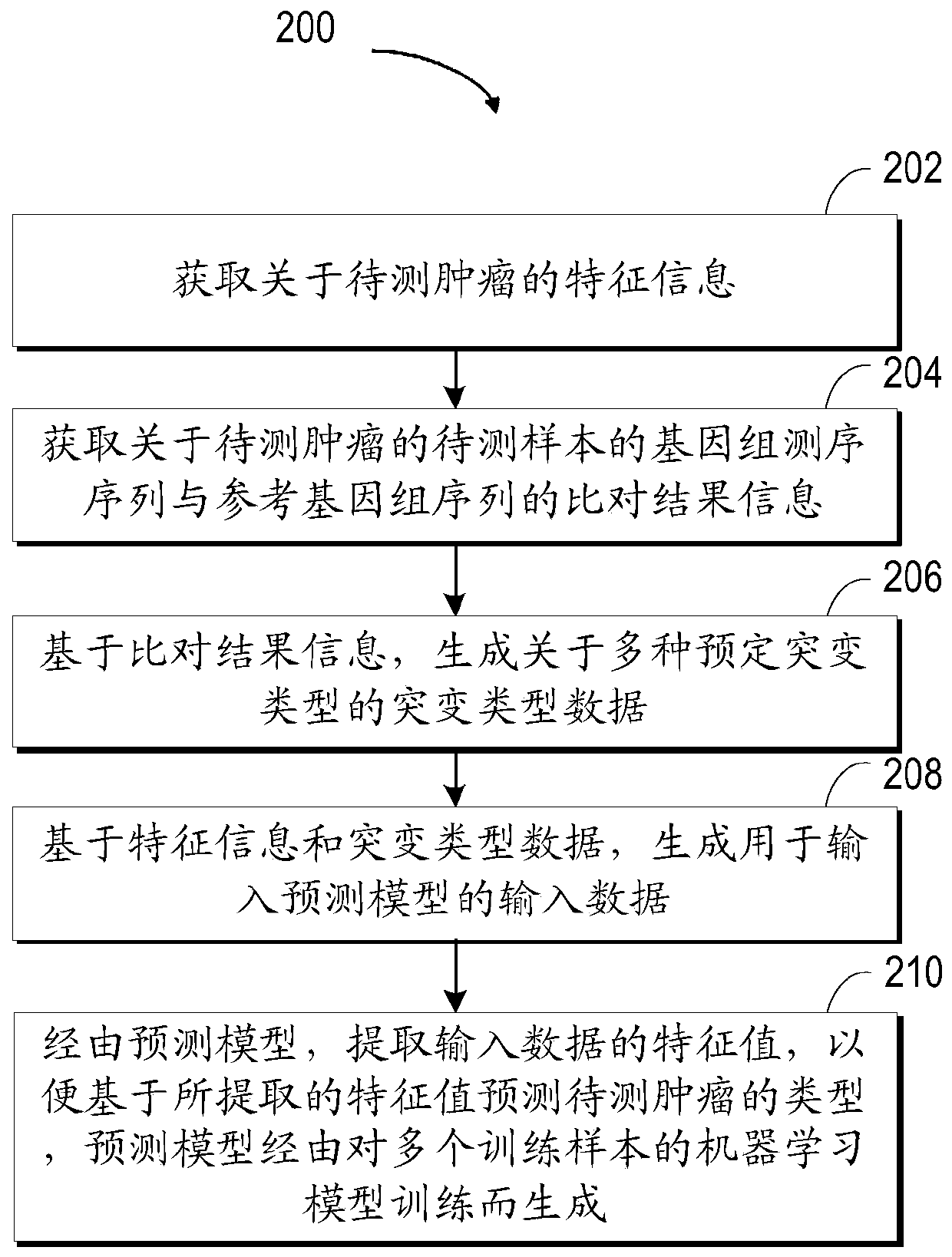 Method for predicting the type of tumors, electronic apparatus, and computer storage medium