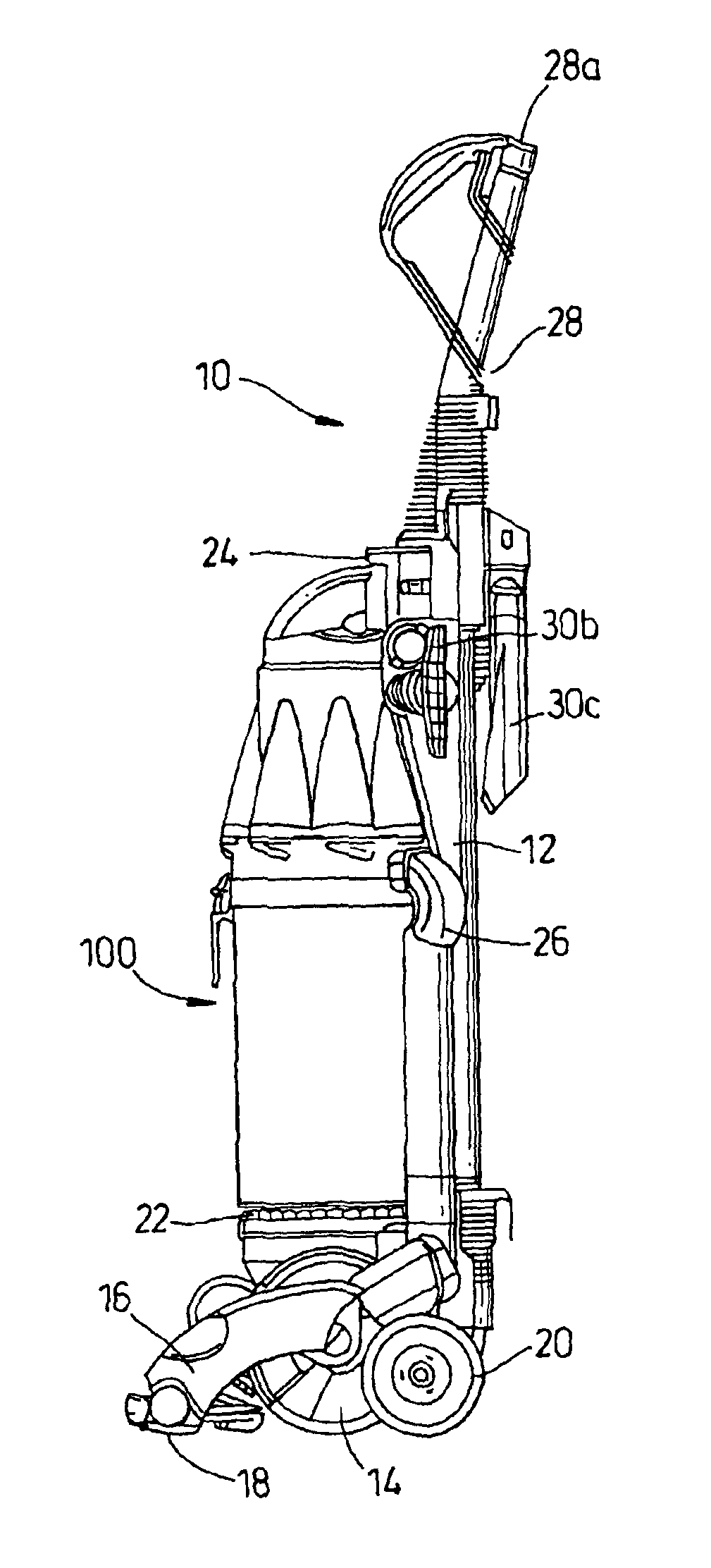 Cyclonic separating apparatus including upstream and downstream cyclone units