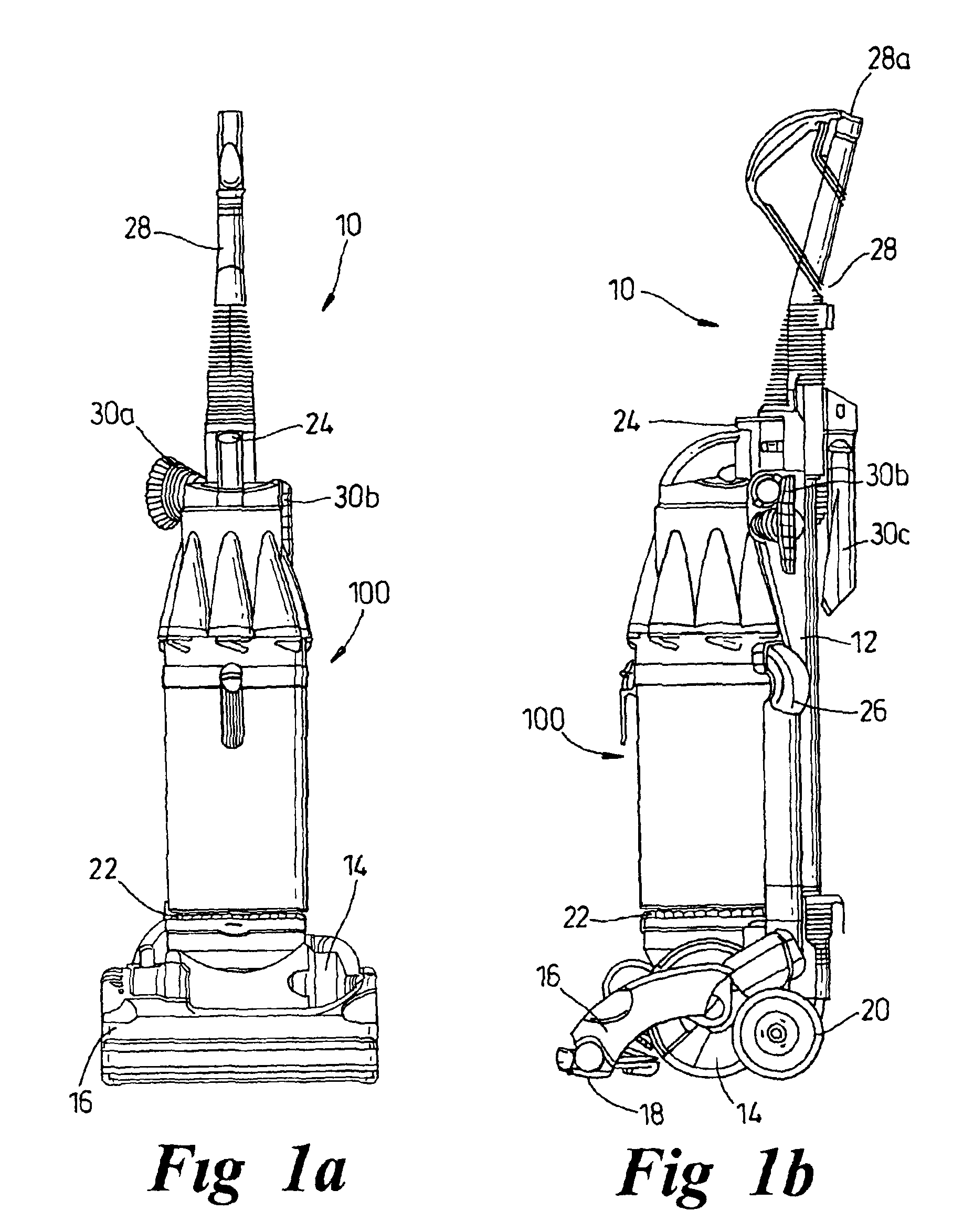 Cyclonic separating apparatus including upstream and downstream cyclone units