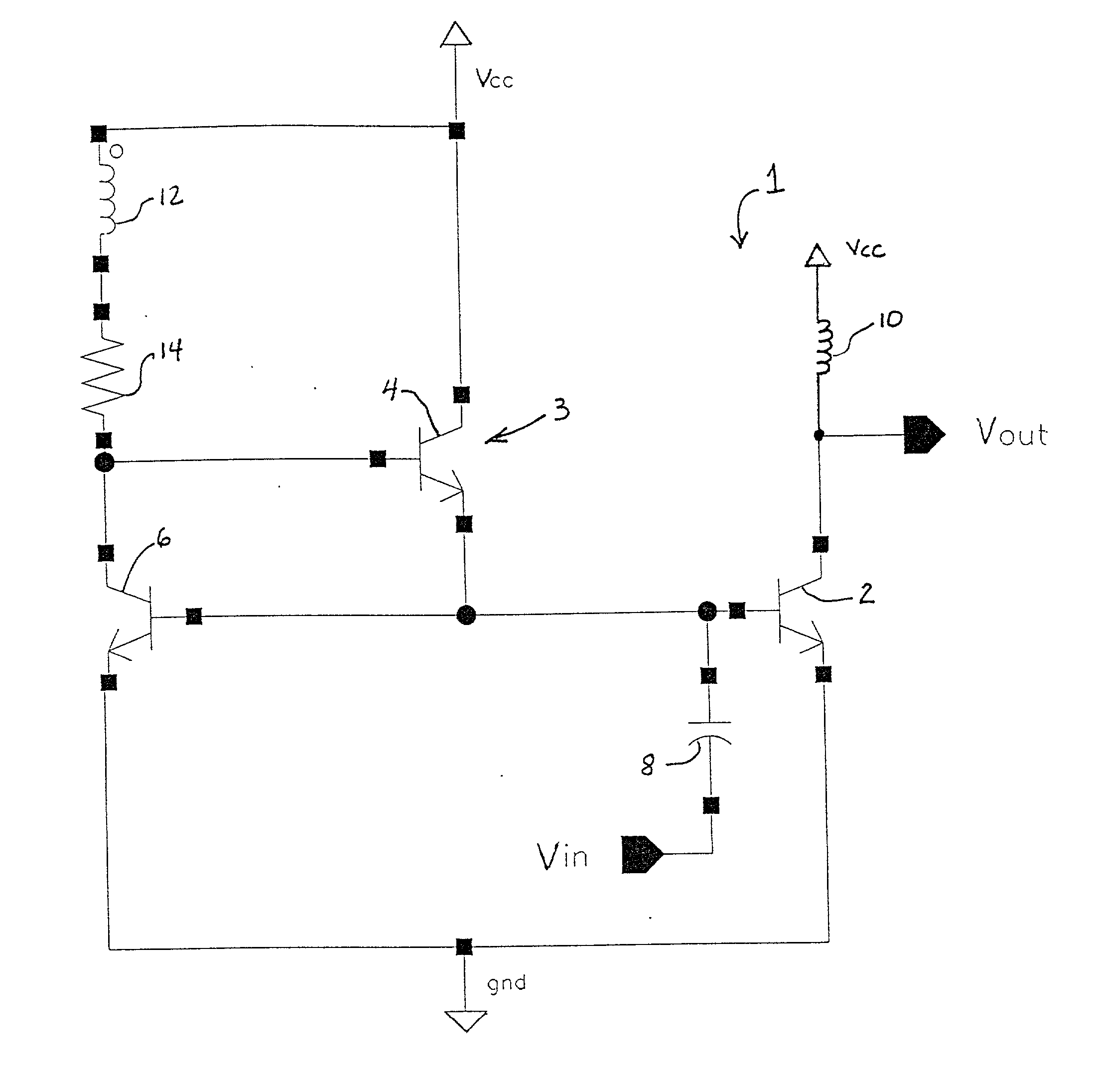 High-frequency amplifier circuit having a directly-connected bias circuit